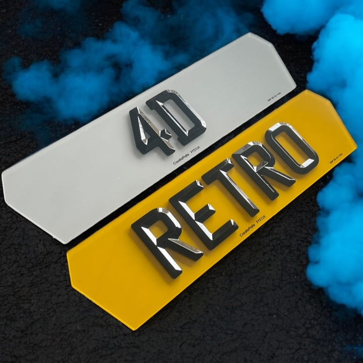 4D Retro Style Hex Number Plates (PAIR)