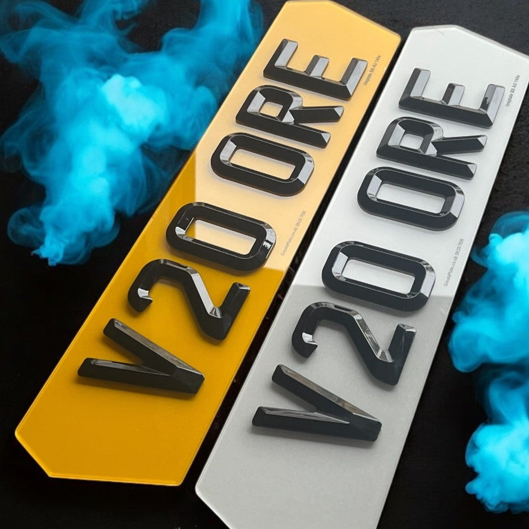 4D Retro Style Hex Number Plates (PAIR)