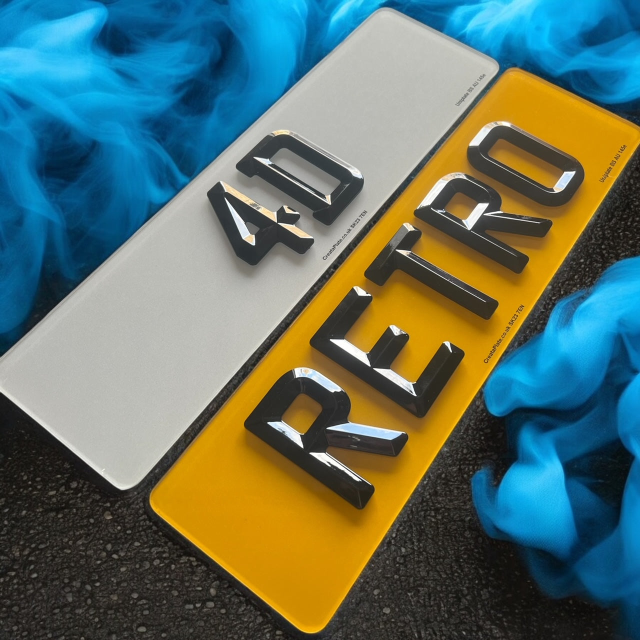 4D Retro Style Hex Number Plates (PAIR)