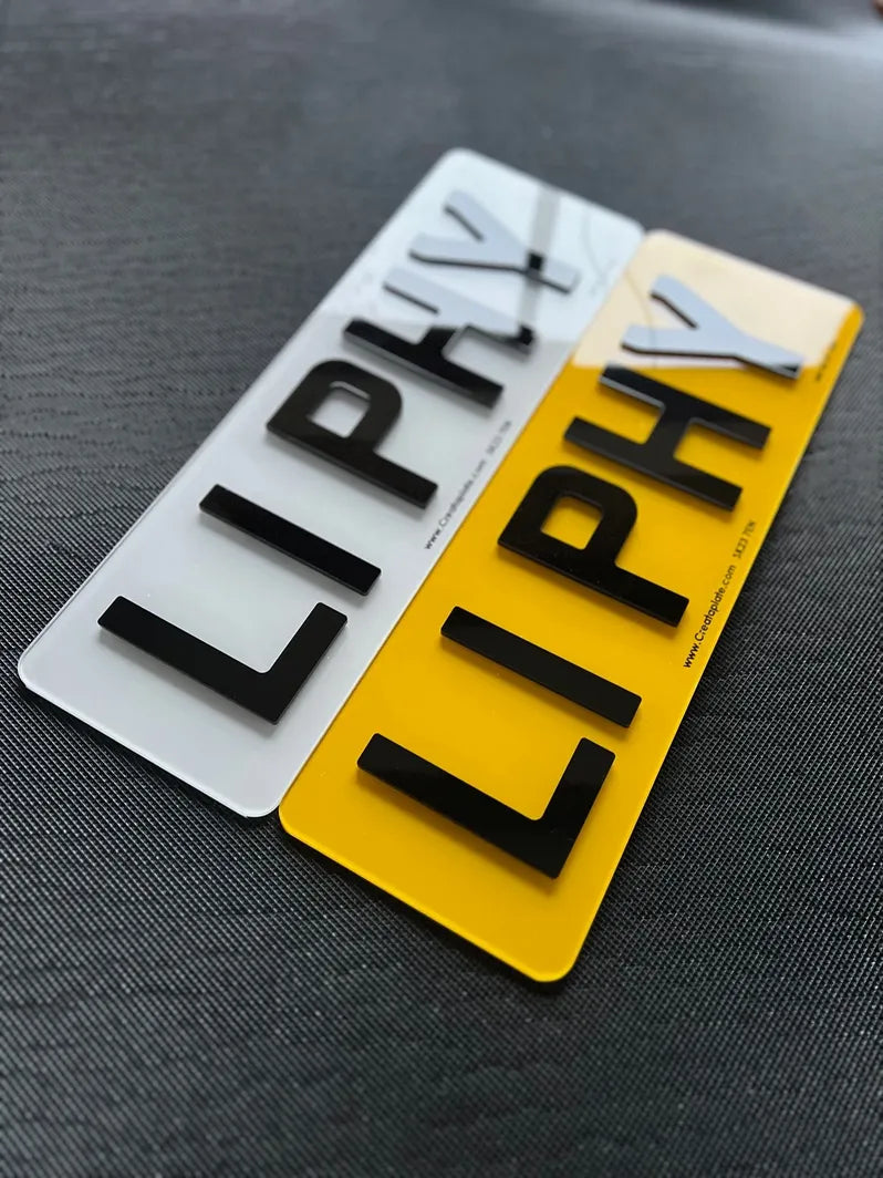 4D Acrylic Number Plates (Pair) Short 5 Digit