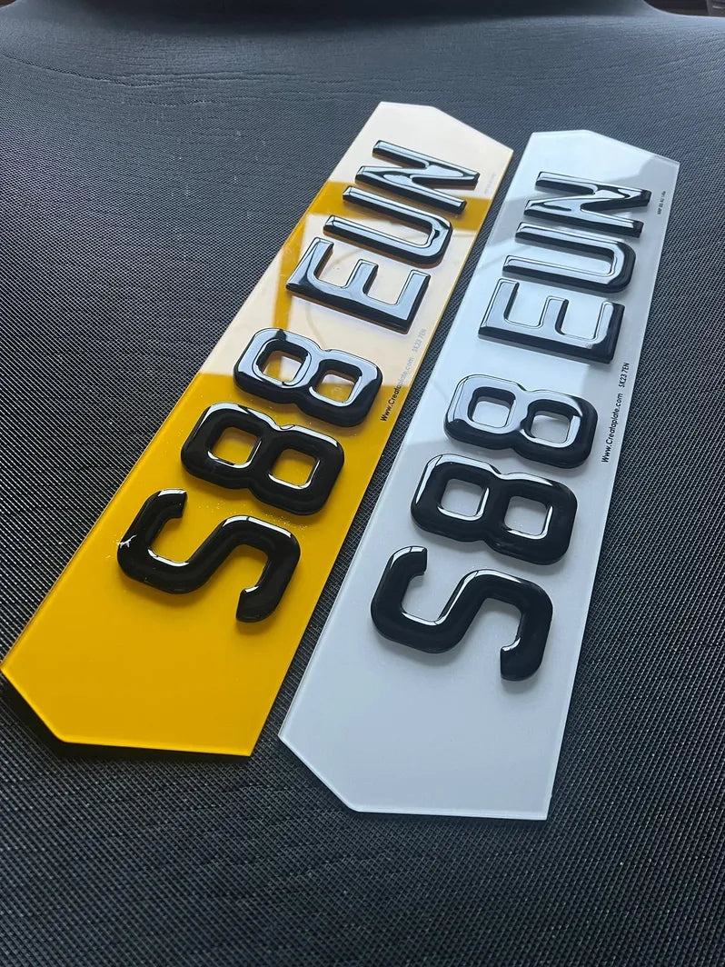 4D HD Gel Lambo Hex Style Acrylic Premium Number Plates - (pair)