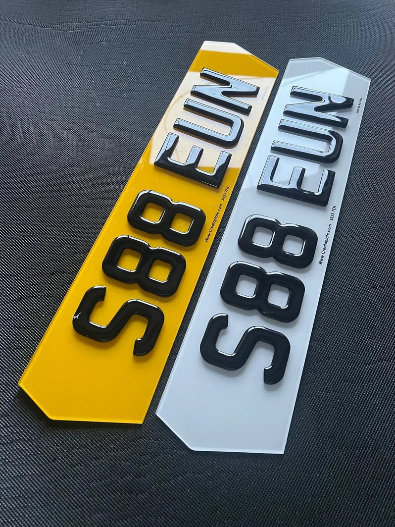 4D HD Gel Lambo Hex Style Acrylic Premium Number Plates - (pair)