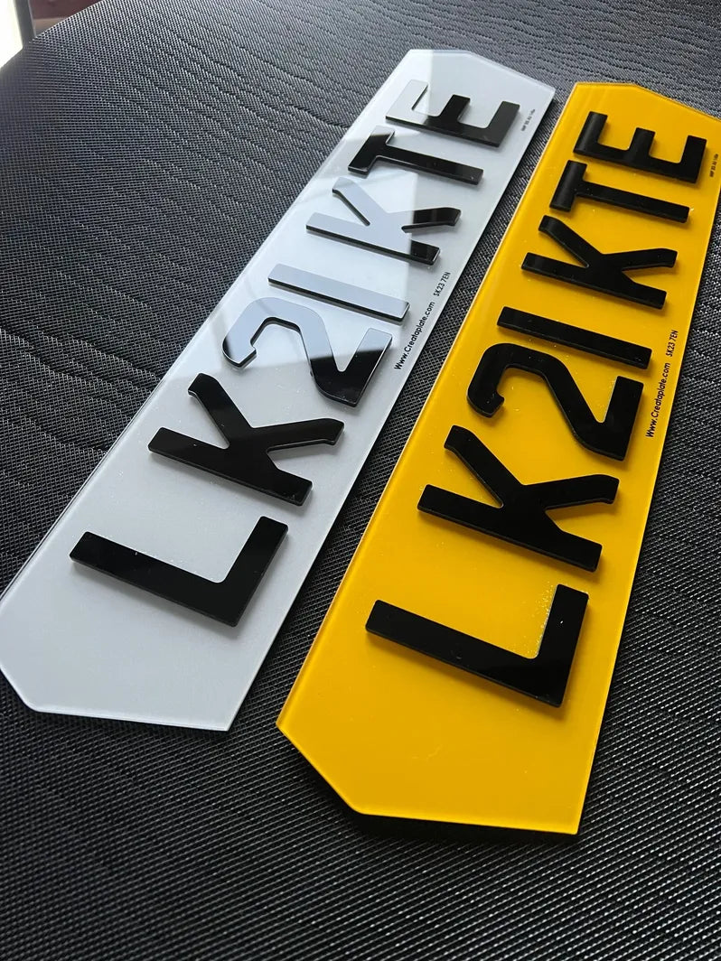 4D Acrylic Hex Style Number Plates (PAIR)