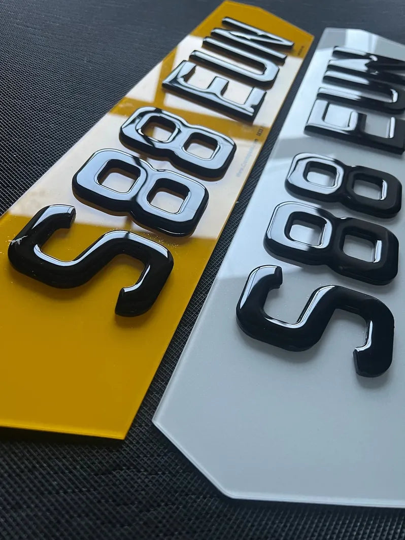 4D HD Gel Lambo Hex Style Acrylic Premium Number Plates - (pair)