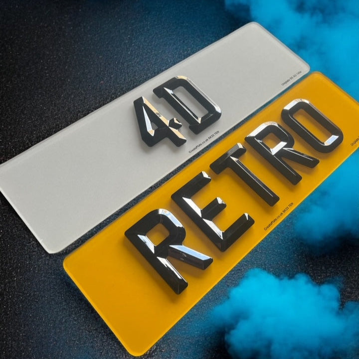 SHORT 5 / 6 DIGIT 4D RETRO ACRYLIC PLATES (PAIR)